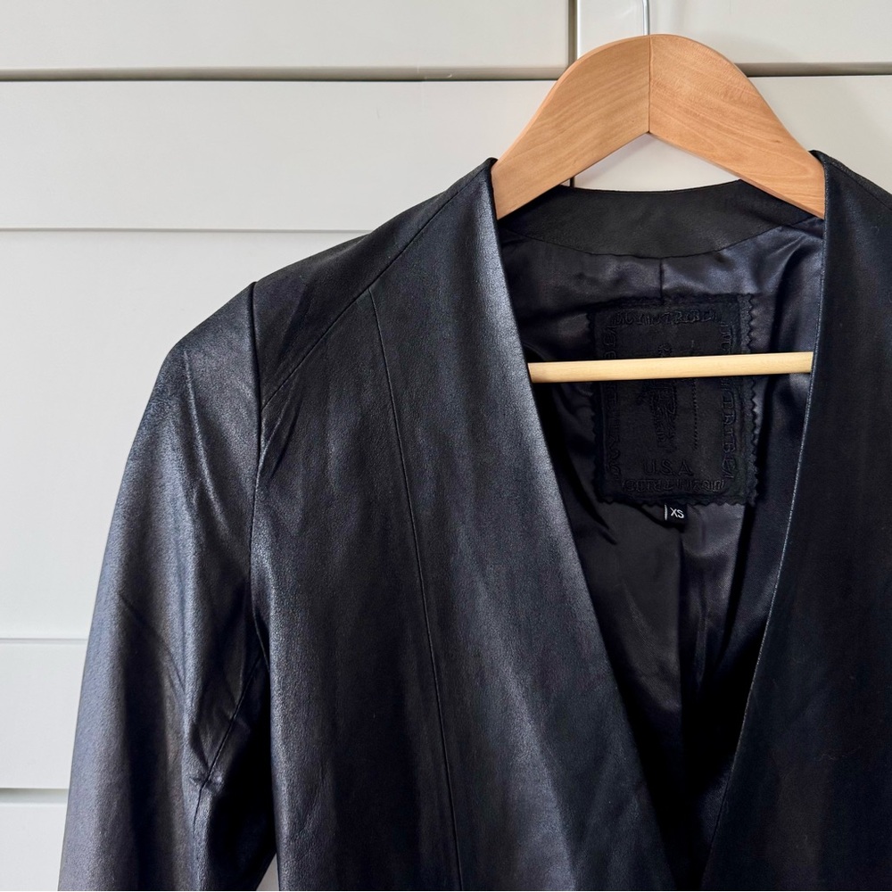 MY TRIBE Genuine Leather Waterfall Jacket, Draped Open Moto Zip Pockets sz. XS - Picture 10 of 17